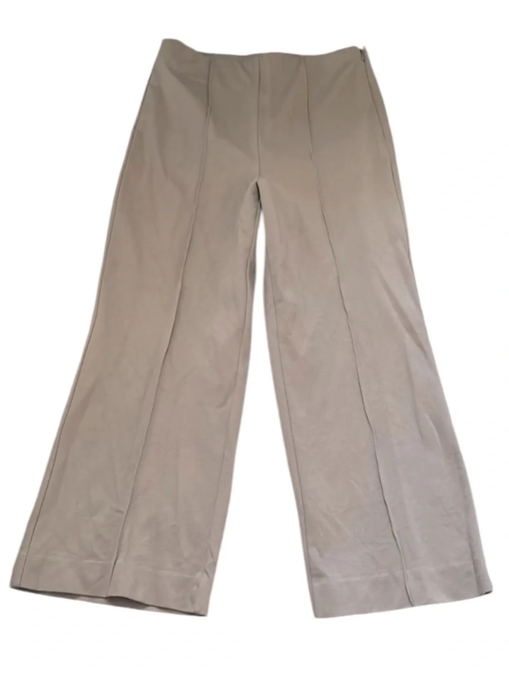 Ann Taylor tan elastic hidden waist band flat front  straight pointe pants Sz MP